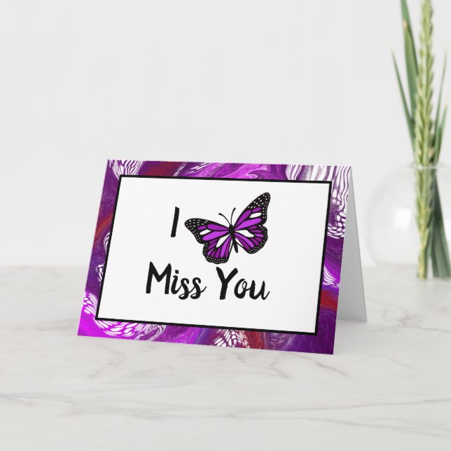 Purple Butterfly | I Miss You Card (Front)