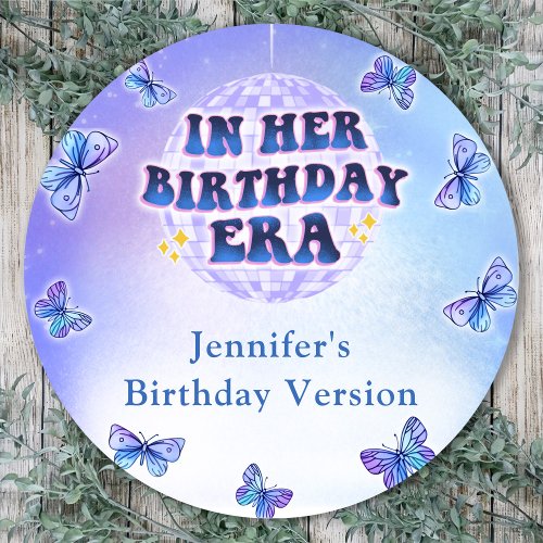 Purple Butterfly In Her Birthday Era Party Classic Round Sticker