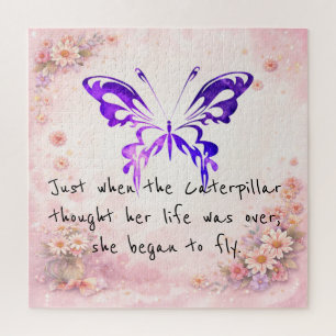 Purple Butterfly Inspirational Quote Jigsaw Puzzle
