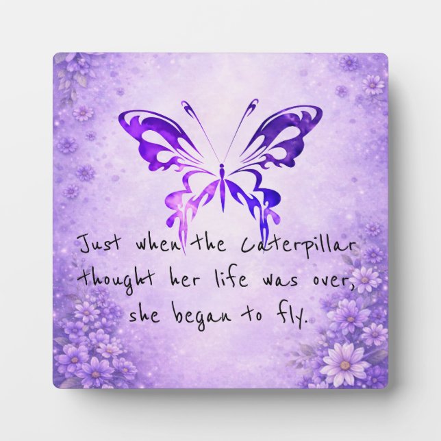Purple Butterfly Inspirational Quote Plaque (Front)