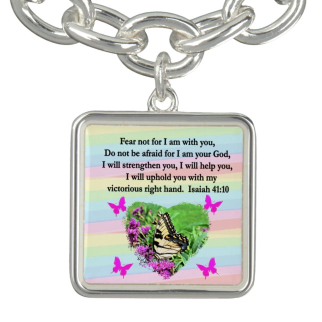 PURPLE BUTTERFLY ISAIAH 41:10 BIBLE VERSE BRACELET (Design)