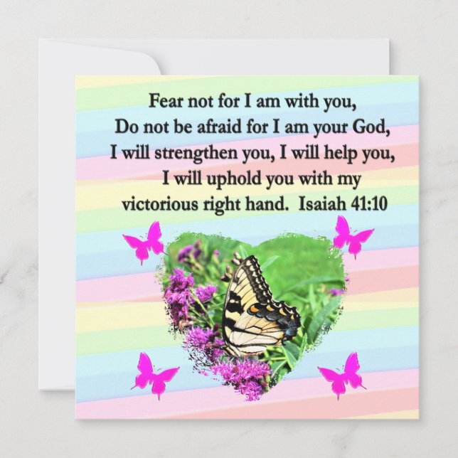 PURPLE BUTTERFLY ISAIAH 41:10 BIBLE VERSE INVITATION (Front)