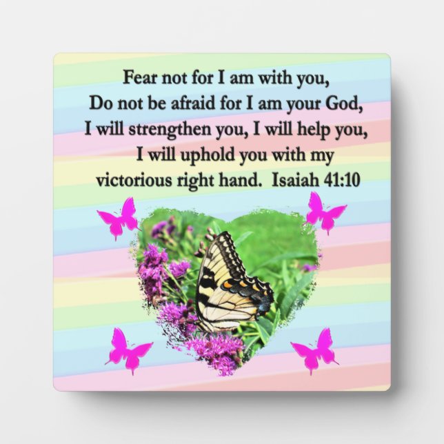 PURPLE BUTTERFLY ISAIAH 41:10 BIBLE VERSE PLAQUE (Front)
