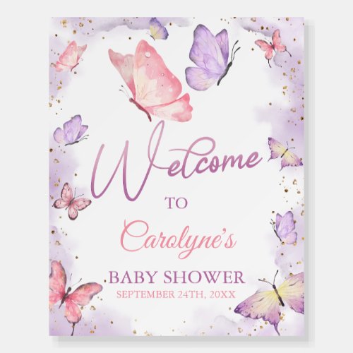 Purple Butterfly Kisses  Baby Wishes Baby Shower Foam Board