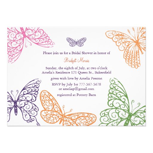 Purple Butterfly Bridal Shower Invitations 5