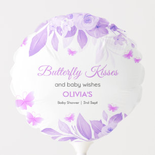 Purple Butterfly Kisses Girl Baby Shower Balloon