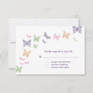 Purple Butterfly Kisses RSVP Card