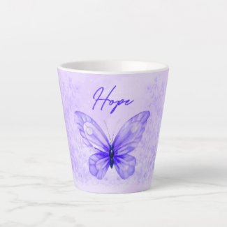 Purple Butterfly Latte Mug