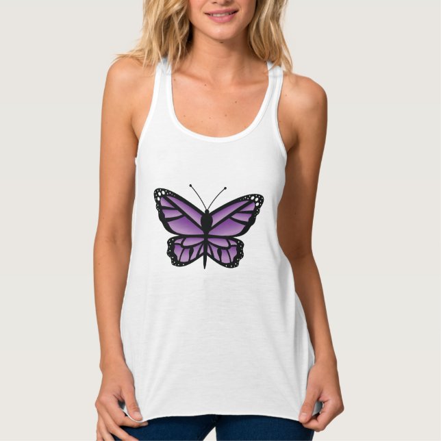 Purple Butterfly Lovely Cartoon Illustration Tank Top (Front)