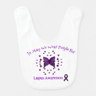 Purple Butterfly Lupus Awareness Purple Ribbon May Baby Bib
