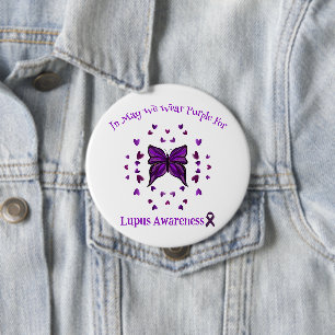 Purple Butterfly Lupus Awareness Purple Ribbon May Button