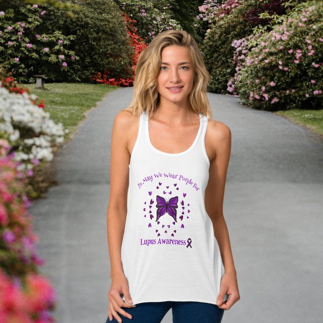 Purple Butterfly Lupus Awareness Purple Ribbon May Tank Top (Creator Uploaded)