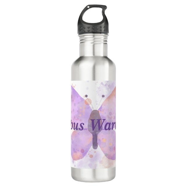Purple Butterfly Lupus Warrior   Stainless Steel Water Bottle (Front)