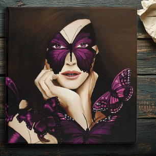 Purple Butterfly Masquerade Woman Elegant Fantasy 3 Ring Binder