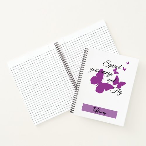 Purple Butterfly Motivational Notebook