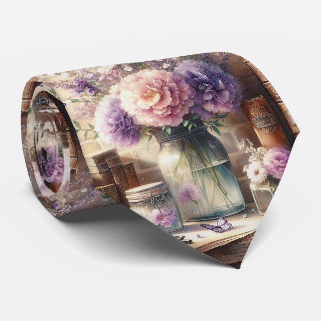 Purple Butterfly Neck Tie (Rolled)