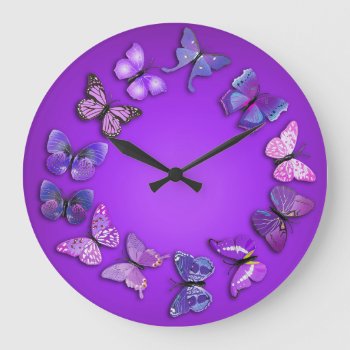 Purple Butterfly Novelty Wall Clock by FineDezine at Zazzle