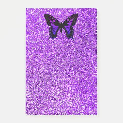 Purple Butterfly on Glitter Post_it Notes