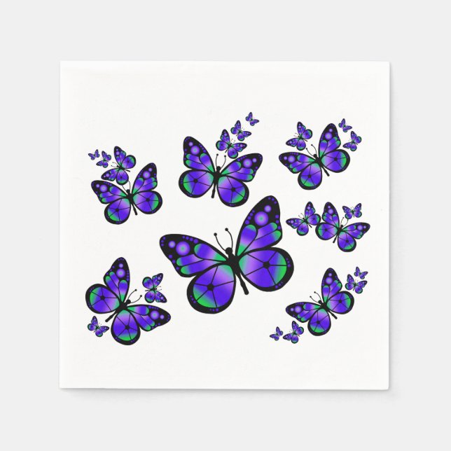 Purple Butterfly Paper Napkins (Front)