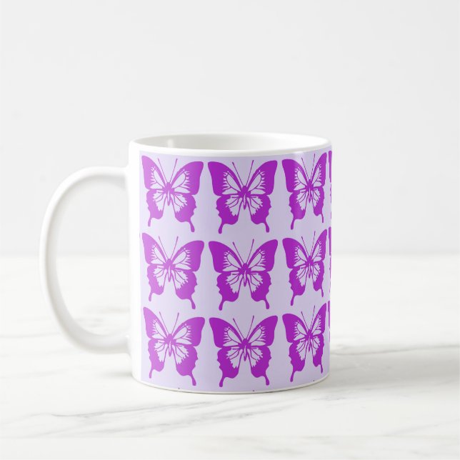 Purple Butterfly Pattern Coffee Mug (Left)