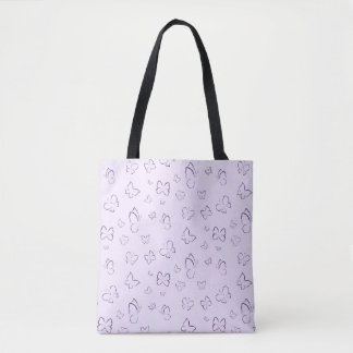 Purple Butterfly Pattern Design  Tote Bag