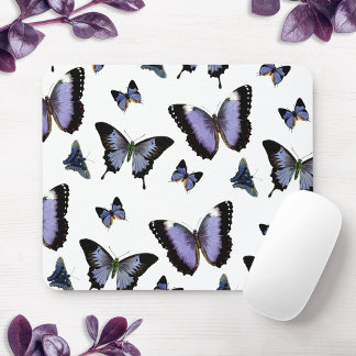 Purple Butterfly Pattern Mouse Pad