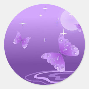 Purple Butterfly Peace Love Grace Destiny Classic Round Sticker