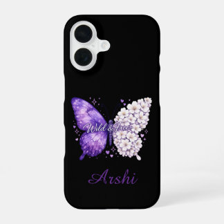 Purple Butterfly Personalized Name iPhone Case