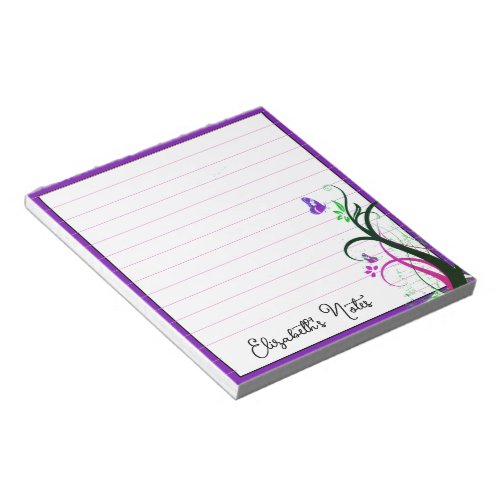 Purple butterfly personalized notepad