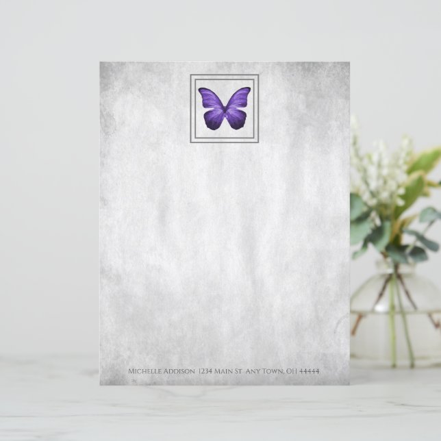 Purple Butterfly Personalized Paper Sheet (Standing Front)