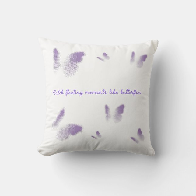 Purple Butterfly Pillow with Inspirational Quote  (Front)
