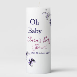 Purple butterfly pink baby shower oh baby modern pillar candle