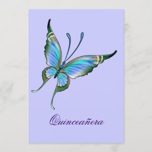 Purple Butterfly Quinceanera 15th Birthday Invitation