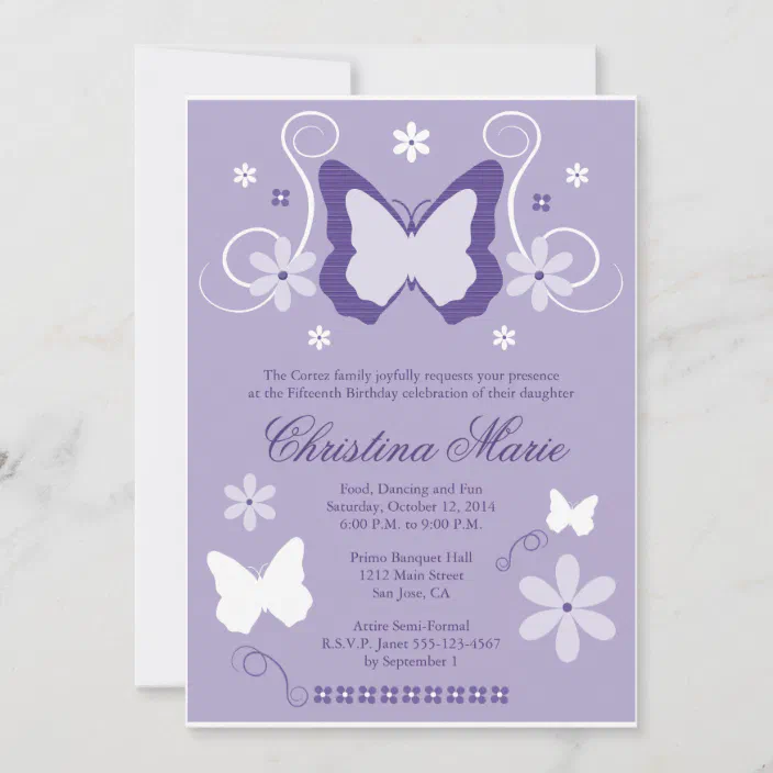 Purple Butterfly Quinceanera Invitations Zazzle Com