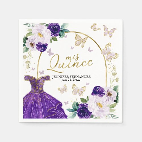 Purple Butterfly Quinceanera Napkins