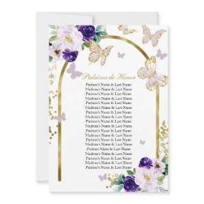 Purple Butterfly Quinceanera Padrinos de Honor  Invitation