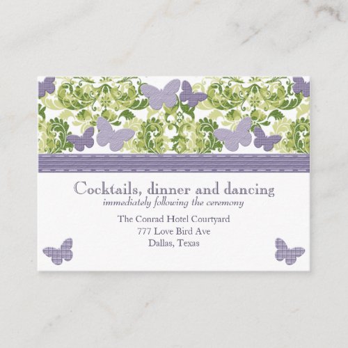 Purple Butterfly Reception Enclosure Cards Business Cards