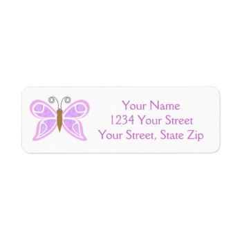 Purple Butterfly Return Address Labels by OneStopGiftShop at Zazzle