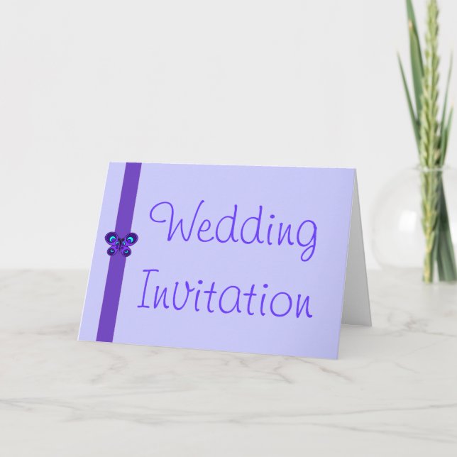 Purple Butterfly Ribbon Evening Invitation (Front)