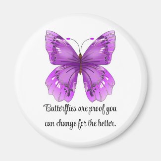 Purple Butterfly Round Magnet