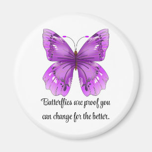 Purple Butterfly Round Magnet
