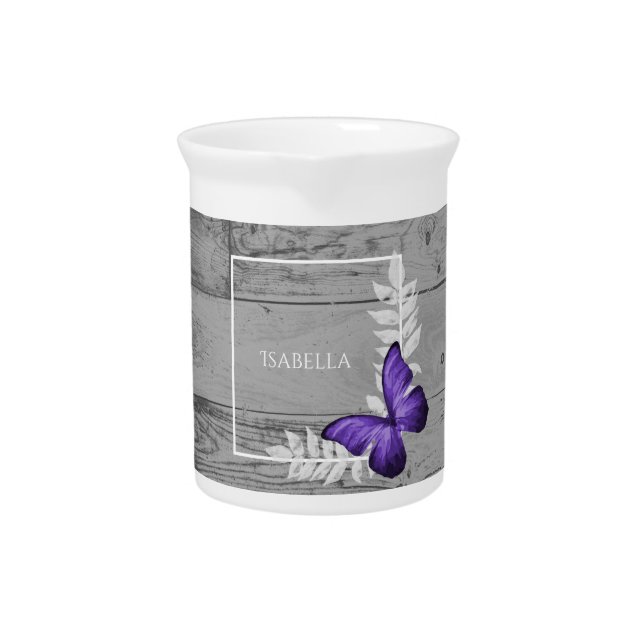 Purple Butterfly Rustic Beverage Pitcher (Front)