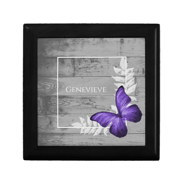 Purple Butterfly Rustic Gift Box (Front)