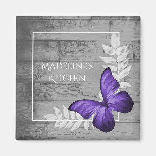 Purple Butterfly Rustic Magnet