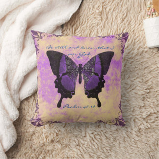 Purple Butterfly Scripture Pillow