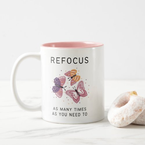 Purple Butterfly Self Care Refocus Two_Tone Coffee Mug