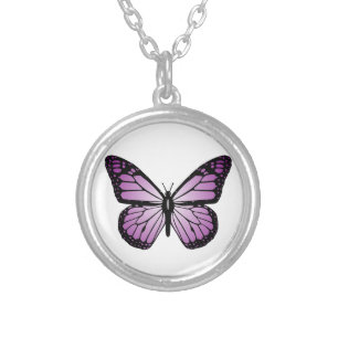 Purple Butterfly Silver Plated Necklace