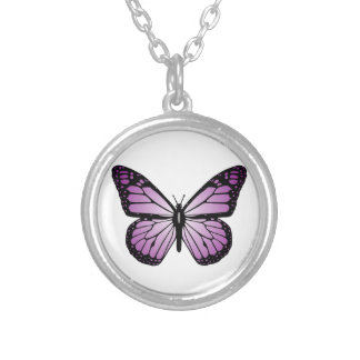 Purple Butterfly Silver Plated Necklace
