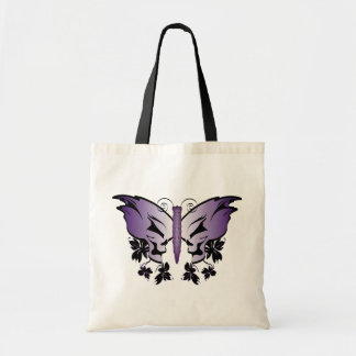 Purple Butterfly Skull Tote Bag