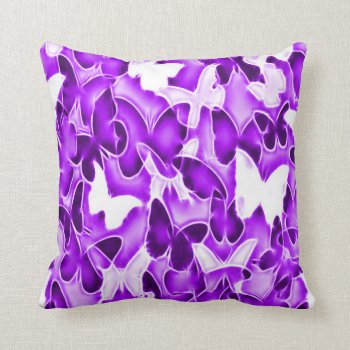 Purple Butterfly Sparkle Camo Plush Throw Pillow by BOLO_DESIGNS at Zazzle